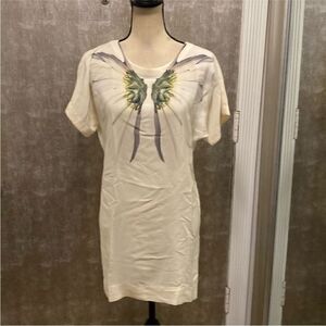 Tibi 100% silk Cream  Dress with Wing Design, XS
